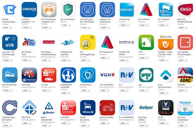 Versicherungsvergleiche dominieren die Charts der Versicherungs-Apps.