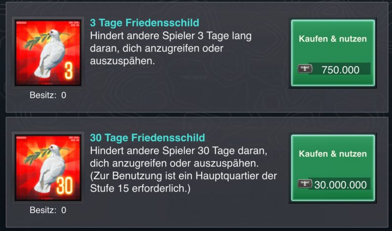 Ab sofort kann man länger andauernde Friedensschilde in Game of War und Mobile Strike nicht mehr mit dem zuvor gekauften Gold bezahlen.